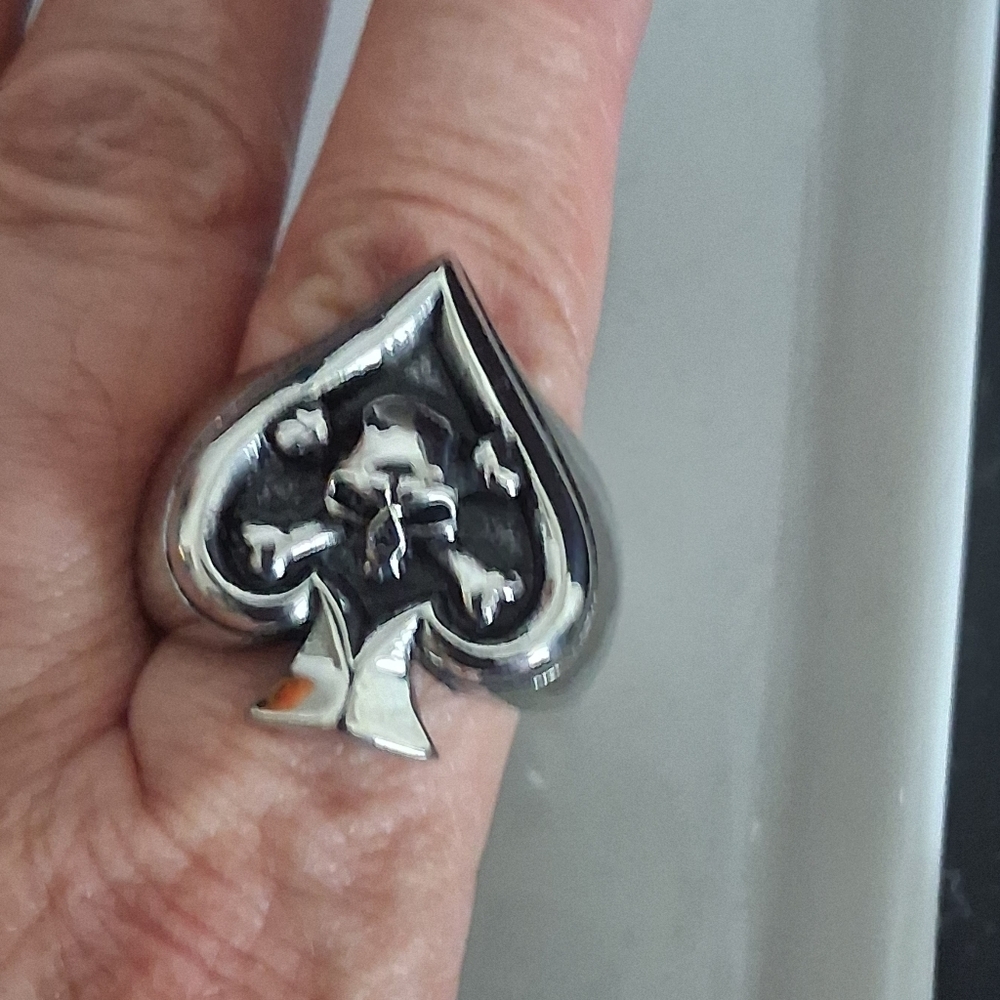 MEN'S SKULL BIKER RING STAINLESS STEEL RING SIZE 12 - Picture 2 of 5